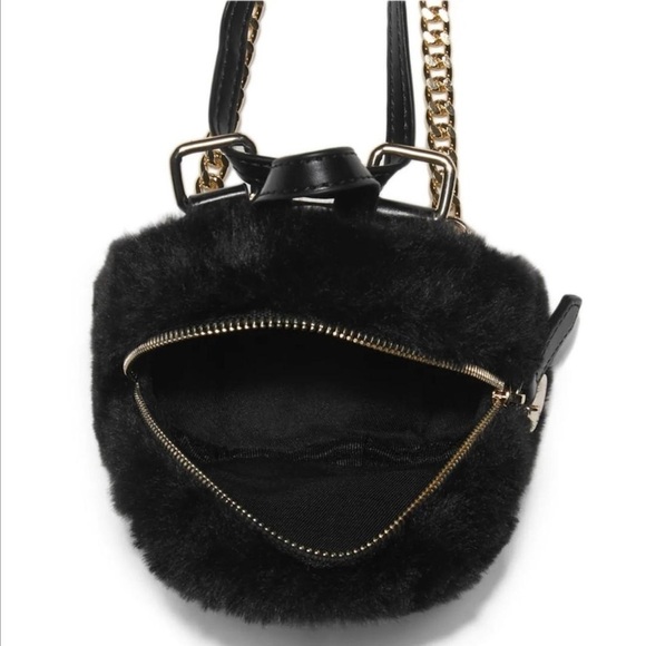 New Guess Evan Faux-Fur Mini Backpack Black